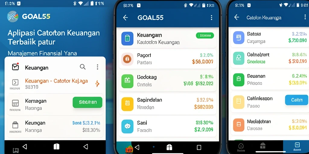 Antarmuka GOAL55 menunjukkan fitur pencatatan keuangan yang user-friendly.