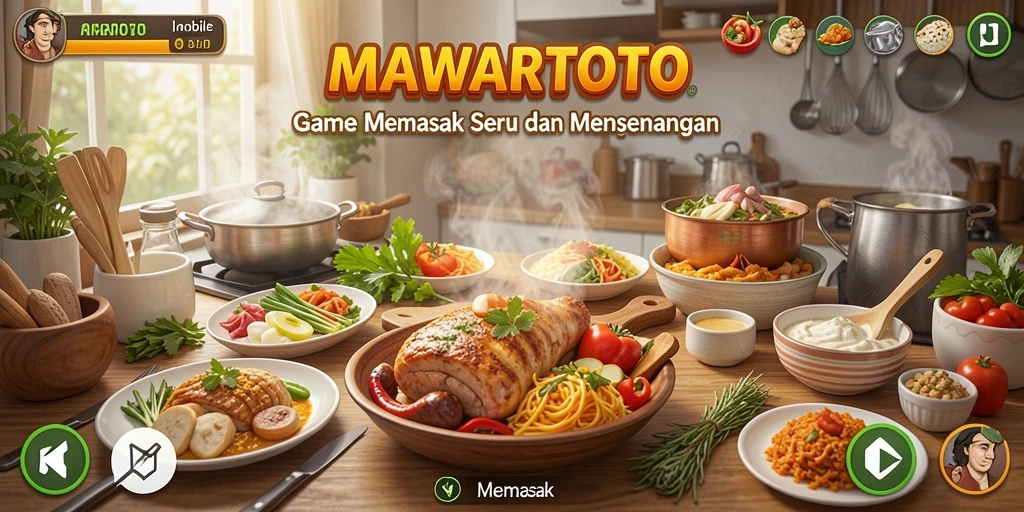 Tampilan antarmuka game Memasak yang menarik dan interaktif.