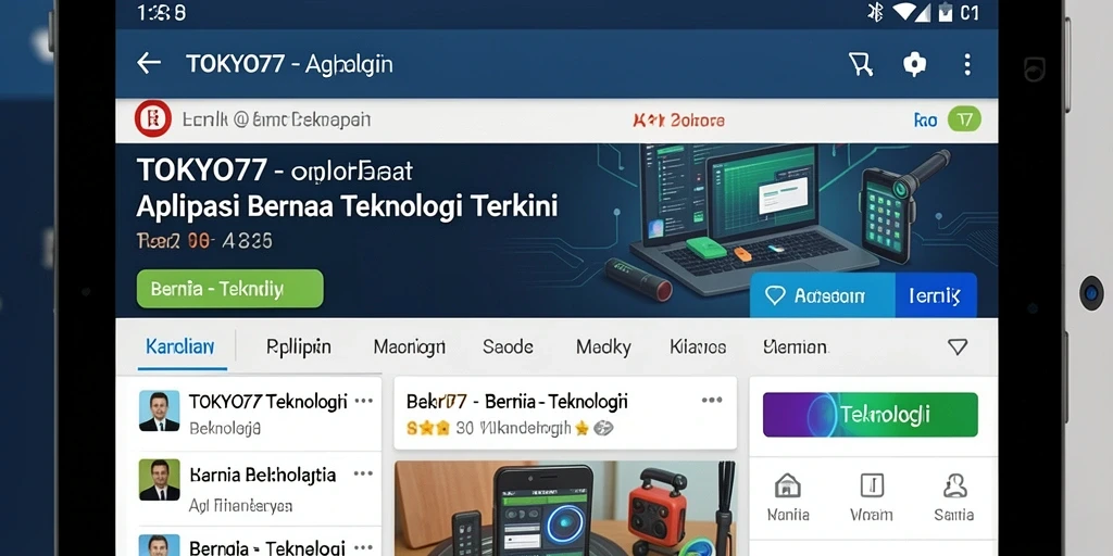 Antarmuka utama TOKYO77 dengan berita teknologi terbaru.